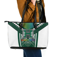 Hawaii Warriors Football Leather Tote Bag Rainbow Kakau Pattern Green LT05 - Polynesian Pride