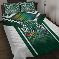 Hawaii Warriors Football Quilt Bed Set Rainbow Kakau Pattern Green LT05 Green - Polynesian Pride