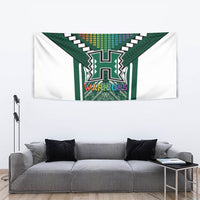 Hawaii Warriors Football Tapestry Rainbow Kakau Pattern Green LT05 - Polynesian Pride