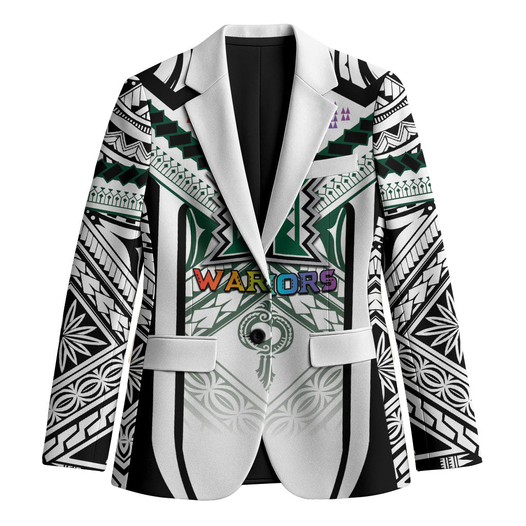 Custom Hawaii Warriors Football Blazer Rainbow Kakau Pattern White