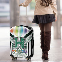 Hawaii Warriors Football Luggage Cover Rainbow Kakau Pattern White LT05 - Polynesian Pride