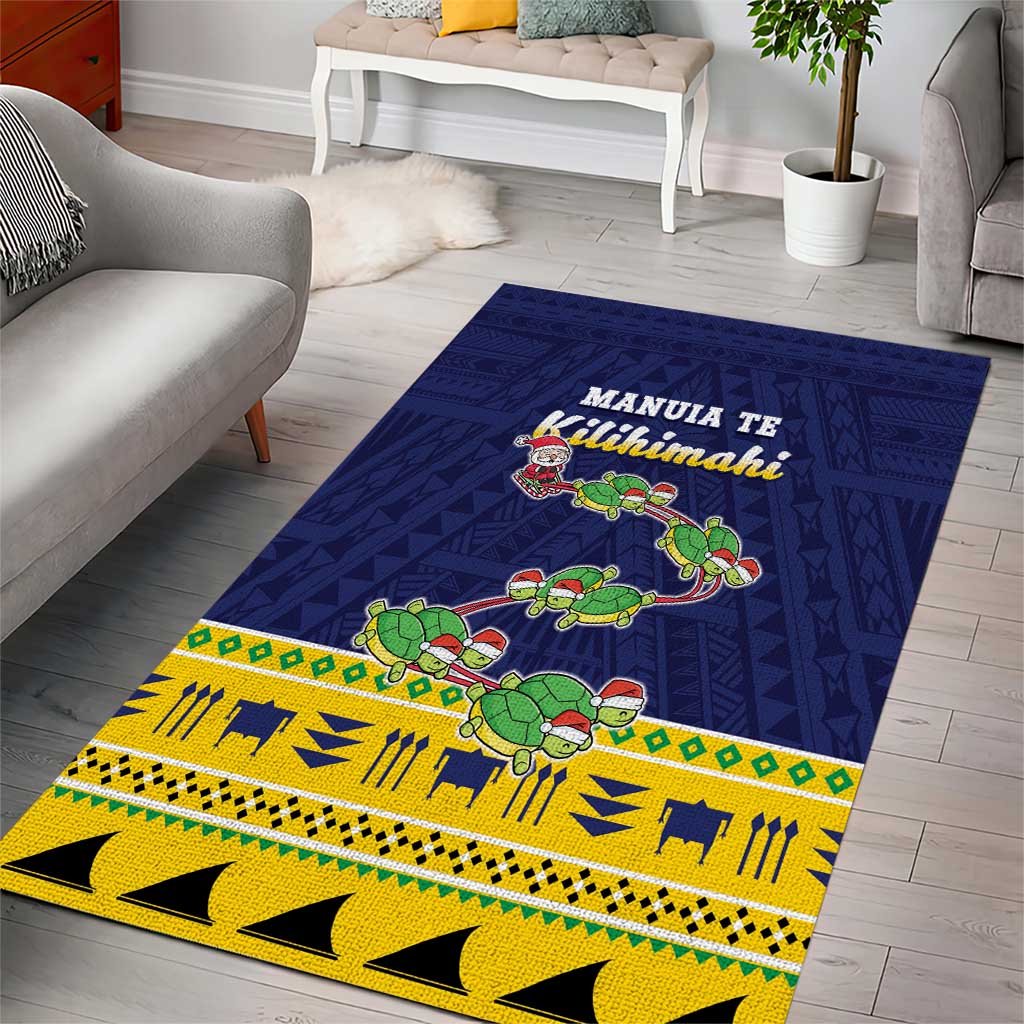 Tokelau Christmas Area Rug Tokelauan Turtle Santa Sleigh