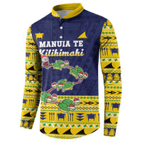 Tokelau Christmas Button Sweatshirt Tokelauan Turtle Santa Sleigh