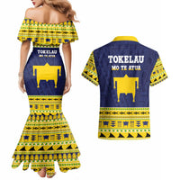 Tokelau Christmas Couples Matching Mermaid Dress and Hawaiian Shirt Tokelauan Turtle Santa Sleigh LT05 - Polynesian Pride