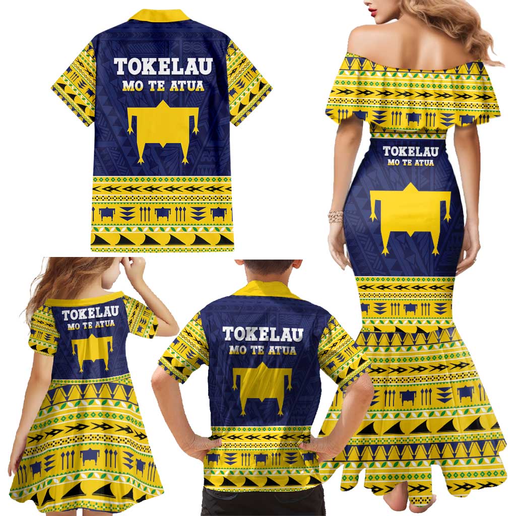 Tokelau Christmas Family Matching Mermaid Dress and Hawaiian Shirt Tokelauan Turtle Santa Sleigh LT05 - Polynesian Pride