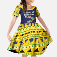 Tokelau Christmas Family Matching Off The Shoulder Long Sleeve Dress and Hawaiian Shirt Tokelauan Turtle Santa Sleigh LT05 Daughter's Dress Yellow - Polynesian Pride