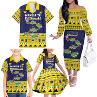 Tokelau Christmas Family Matching Off The Shoulder Long Sleeve Dress and Hawaiian Shirt Tokelauan Turtle Santa Sleigh LT05 - Polynesian Pride