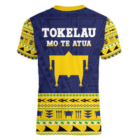 Tokelau Christmas Women V-Neck T-Shirt Tokelauan Turtle Santa Sleigh LT05 - Polynesian Pride