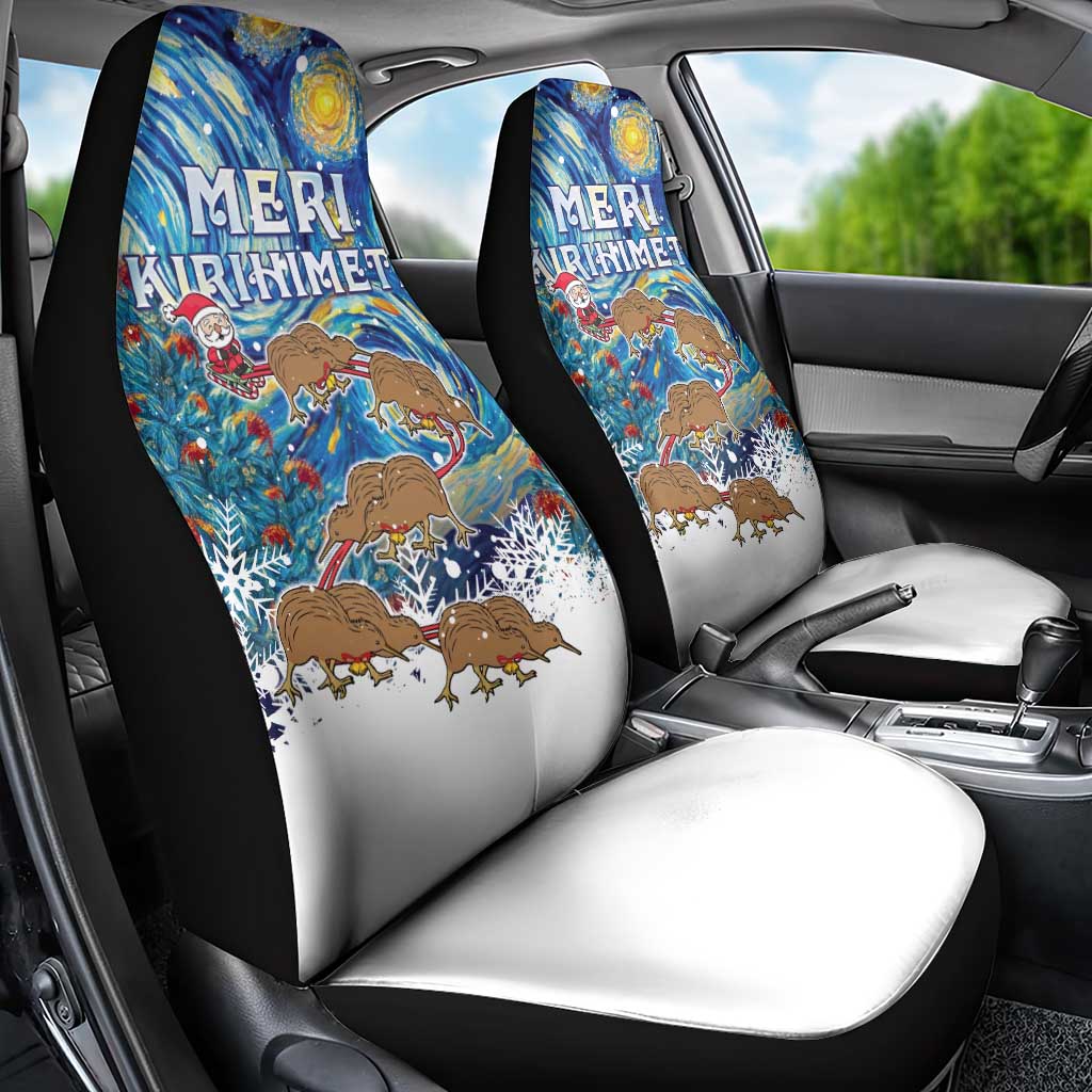 New Zealand Christmas Car Seat Cover Kiwis Santa Sleigh Starry Night Style LT05 - Polynesian Pride