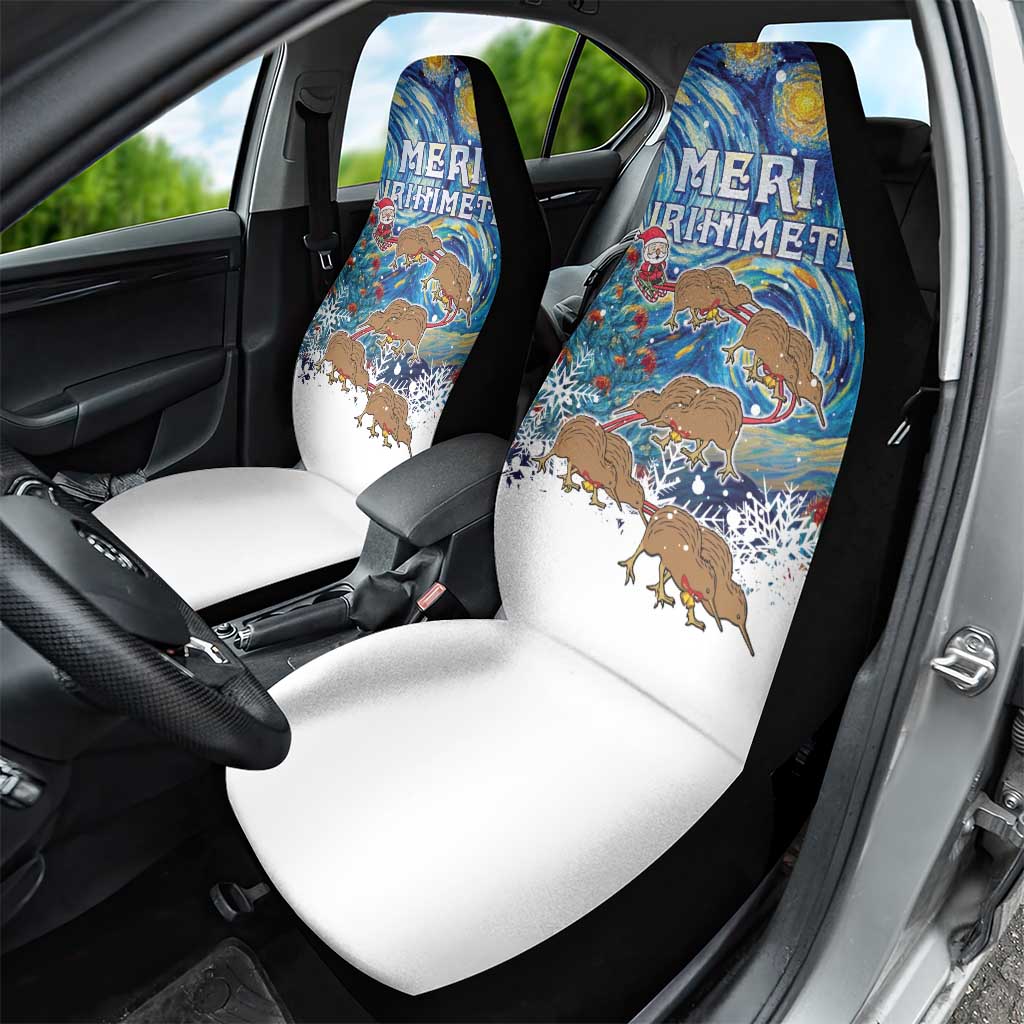 New Zealand Christmas Car Seat Cover Kiwis Santa Sleigh Starry Night Style LT05 - Polynesian Pride