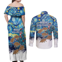 New Zealand Christmas Couples Matching Off Shoulder Maxi Dress and Long Sleeve Button Shirt Kiwis Santa Sleigh Starry Night Style LT05 - Polynesian Pride