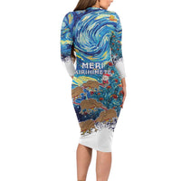 New Zealand Christmas Family Matching Long Sleeve Bodycon Dress and Hawaiian Shirt Kiwis Santa Sleigh Starry Night Style LT05 - Polynesian Pride
