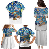 New Zealand Christmas Family Matching Puletasi and Hawaiian Shirt Kiwis Santa Sleigh Starry Night Style LT05 - Polynesian Pride