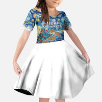 New Zealand Christmas Family Matching Summer Maxi Dress and Hawaiian Shirt Kiwis Santa Sleigh Starry Night Style LT05 Daughter's Dress Blue - Polynesian Pride