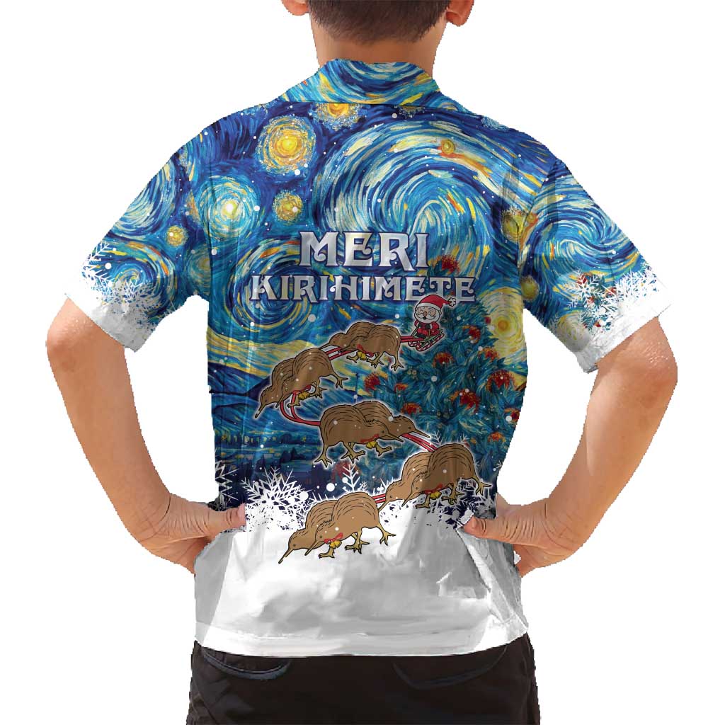 New Zealand Christmas Family Matching Tank Maxi Dress and Hawaiian Shirt Kiwis Santa Sleigh Starry Night Style LT05 - Polynesian Pride