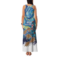 New Zealand Christmas Family Matching Tank Maxi Dress and Hawaiian Shirt Kiwis Santa Sleigh Starry Night Style LT05 - Polynesian Pride