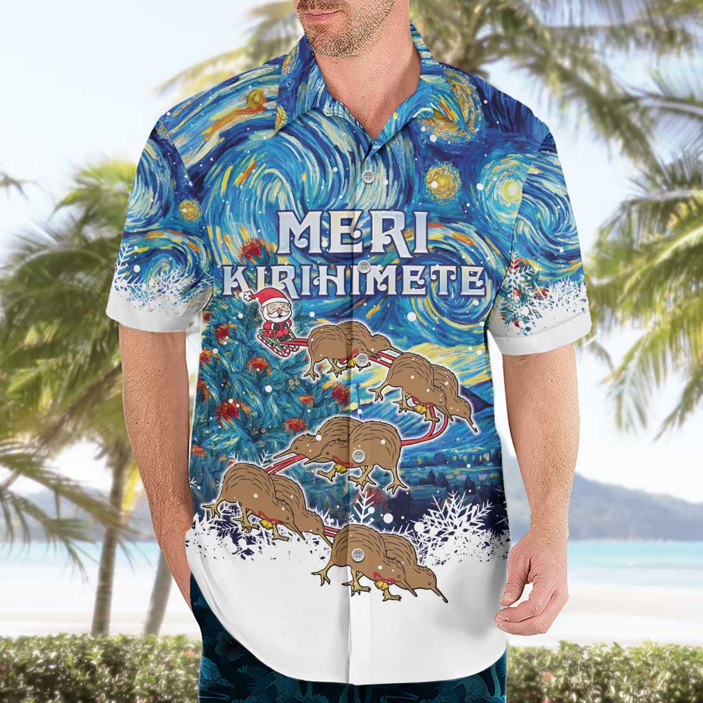 New Zealand Christmas Hawaiian Shirt Kiwis Santa Sleigh Starry Night Style LT05 - Polynesian Pride