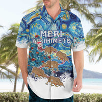 New Zealand Christmas Hawaiian Shirt Kiwis Santa Sleigh Starry Night Style LT05 - Polynesian Pride