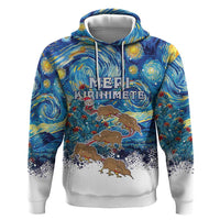 New Zealand Christmas Hoodie Kiwis Santa Sleigh Starry Night Style LT05 Pullover Hoodie Blue - Polynesian Pride