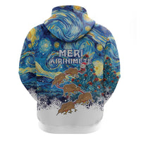 New Zealand Christmas Hoodie Kiwis Santa Sleigh Starry Night Style LT05 - Polynesian Pride