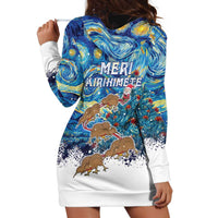New Zealand Christmas Hoodie Dress Kiwis Santa Sleigh Starry Night Style LT05 - Polynesian Pride