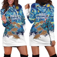 New Zealand Christmas Hoodie Dress Kiwis Santa Sleigh Starry Night Style LT05 - Polynesian Pride