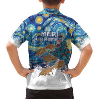 New Zealand Christmas Kid Hawaiian Shirt Kiwis Santa Sleigh Starry Night Style LT05 - Polynesian Pride