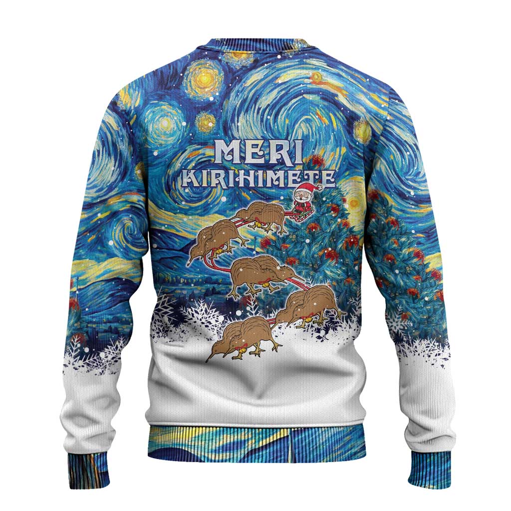 New Zealand Christmas Ugly Christmas Sweater Kiwis Santa Sleigh Starry Night Style LT05 - Polynesian Pride