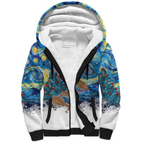 New Zealand Christmas Sherpa Hoodie Kiwis Santa Sleigh Starry Night Style LT05 Unisex Blue - Polynesian Pride