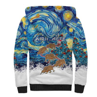 New Zealand Christmas Sherpa Hoodie Kiwis Santa Sleigh Starry Night Style LT05 - Polynesian Pride