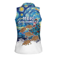 New Zealand Christmas Women Sleeveless Polo Shirt Kiwis Santa Sleigh Starry Night Style LT05 - Polynesian Pride