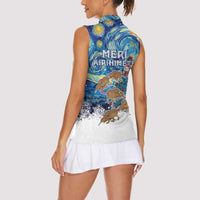 New Zealand Christmas Women Sleeveless Polo Shirt Kiwis Santa Sleigh Starry Night Style LT05 - Polynesian Pride