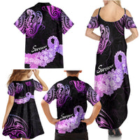 Pancreatic Cancer Awareness Family Matching Summer Maxi Dress and Hawaiian Shirt Keep Calm And Fight On Polynesian Pattern LT05 - Polynesian Pride