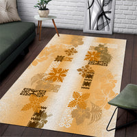 Hawaiian Quilt Area Rug Vintage Pattern Brown LT05 Brown - Polynesian Pride