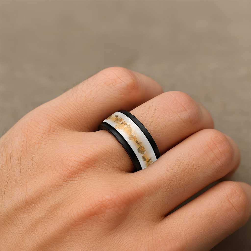 Hawaiian Quilt Spinner Ring Vintage Pattern Brown - Polynesian Pride