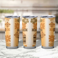 Hawaiian Quilt Tumbler Cup Vintage Pattern Brown