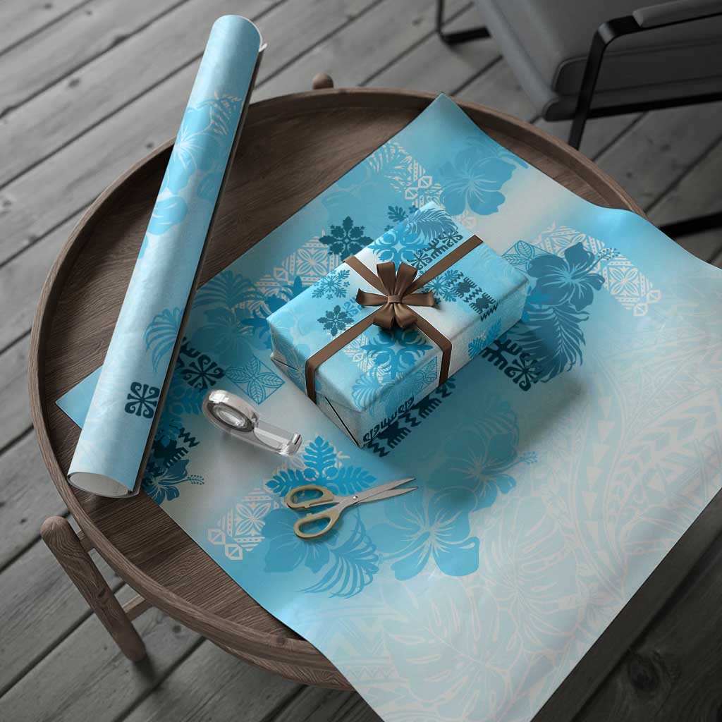 Hawaiian Quilt Wrapping Paper Vintage Pattern Blue - Polynesian Pride