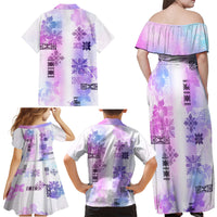 Hawaiian Quilt Family Matching Off Shoulder Maxi Dress and Hawaiian Shirt Vintage Pattern Galaxy LT05 - Polynesian Pride