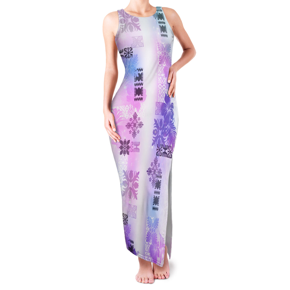 Hawaiian Quilt Family Matching Tank Maxi Dress and Hawaiian Shirt Vintage Pattern Galaxy LT05 Mom's Dress Galaxy - Polynesian Pride