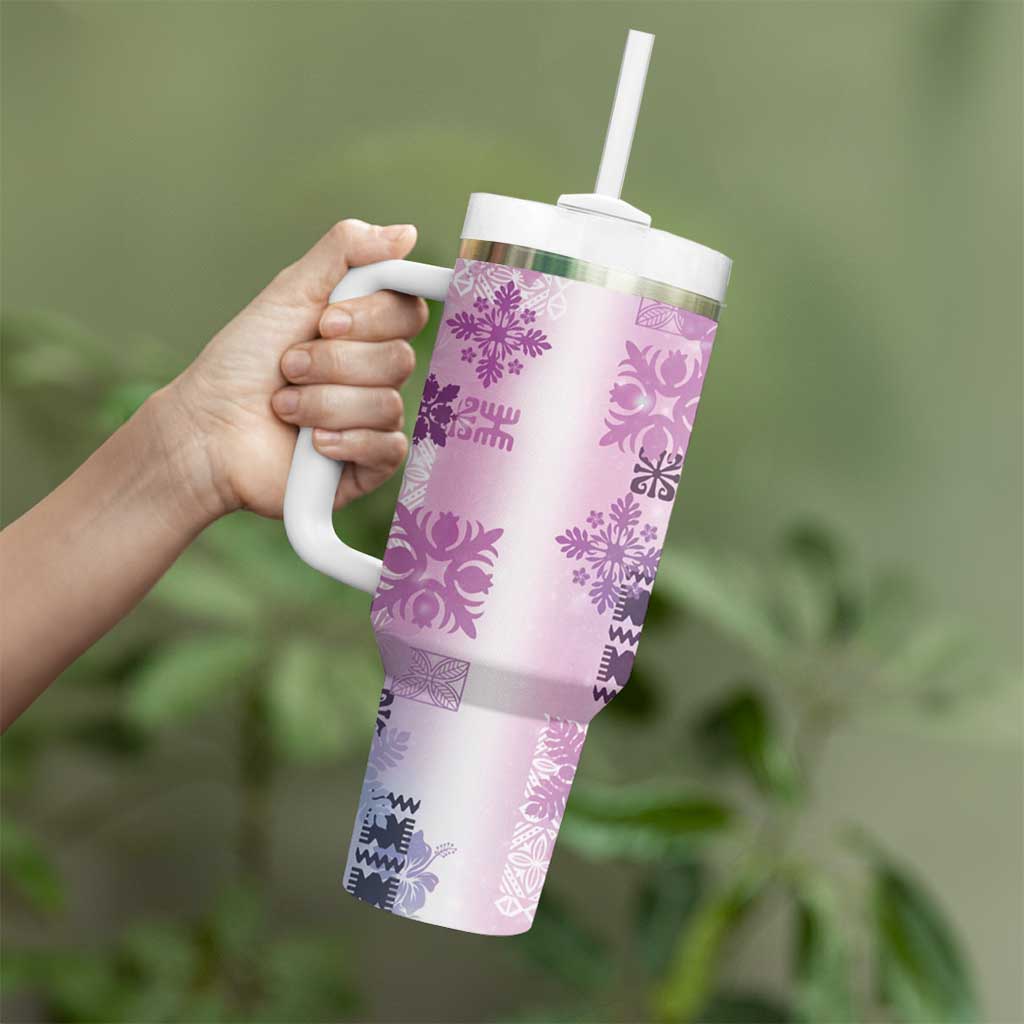 Hawaiian Quilt Tumbler With Handle Vintage Pattern Galaxy