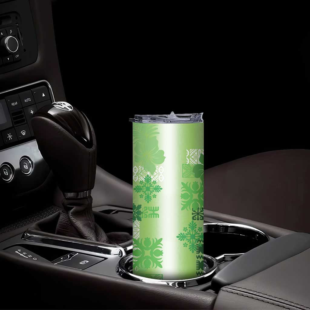 Hawaiian Quilt Skinny Tumbler Vintage Pattern Green