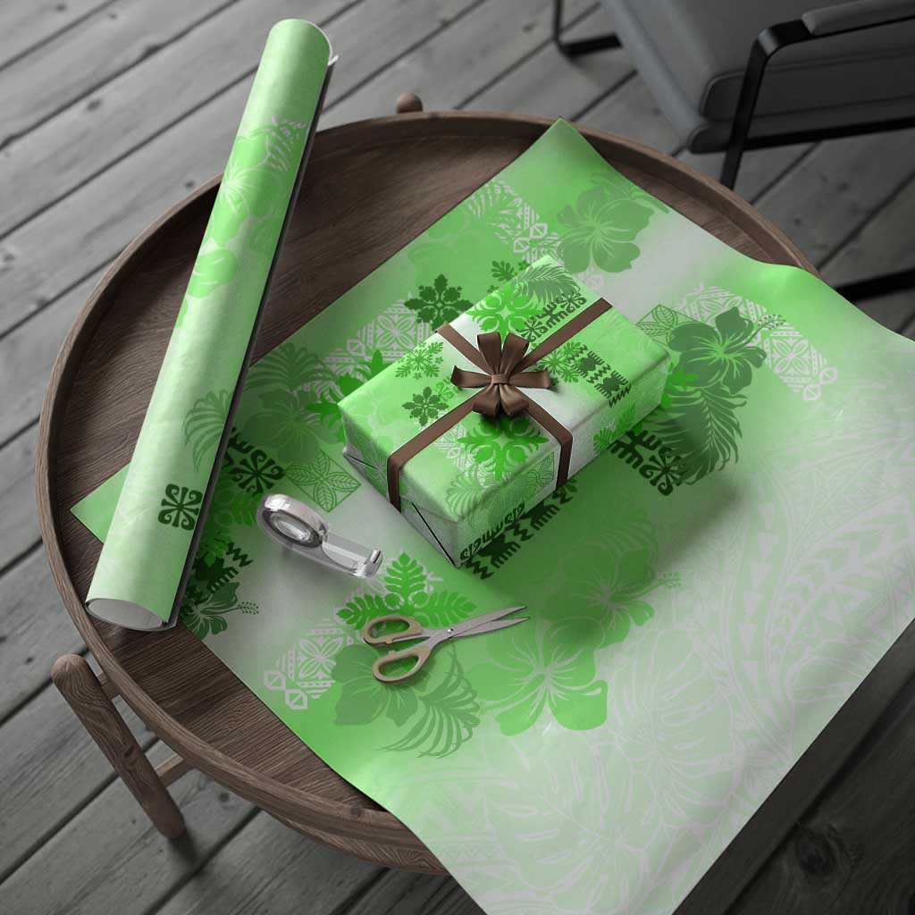 Hawaiian Quilt Wrapping Paper Vintage Pattern Green - Polynesian Pride