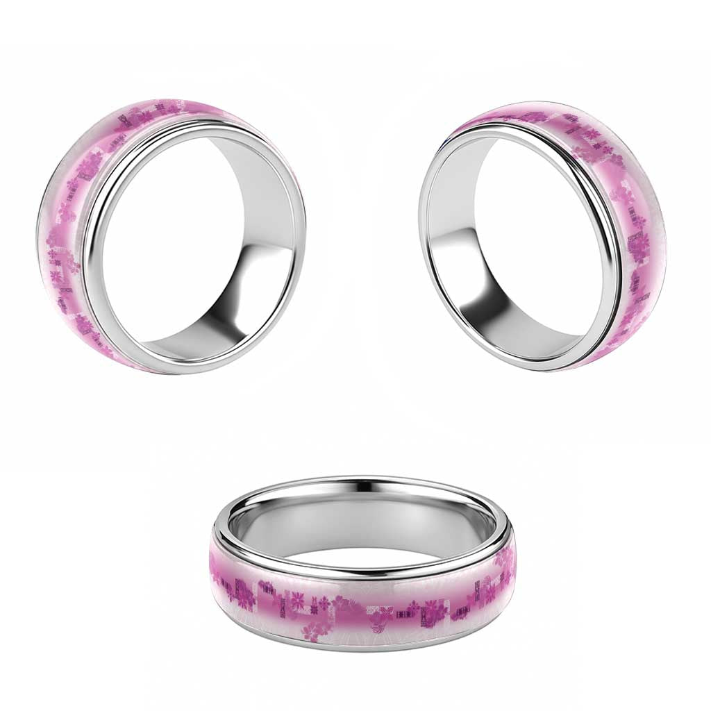 Hawaiian Quilt Classic Ring Vintage Pattern Pink - Polynesian Pride