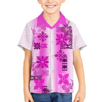 Hawaiian Quilt Family Matching Tank Maxi Dress and Hawaiian Shirt Vintage Pattern Pink LT05 Son's Shirt Pink - Polynesian Pride