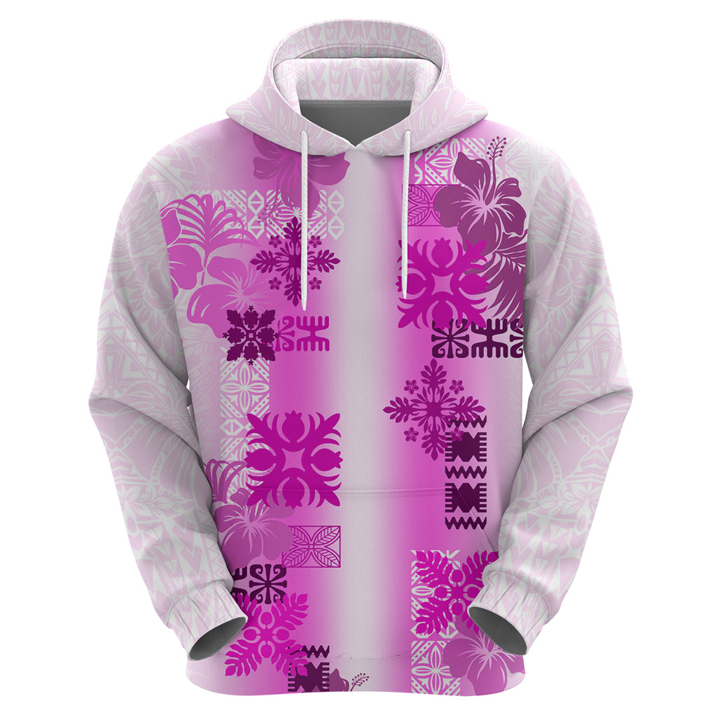 Hawaiian Quilt Hoodie Vintage Pattern Pink LT05 - Polynesian Pride