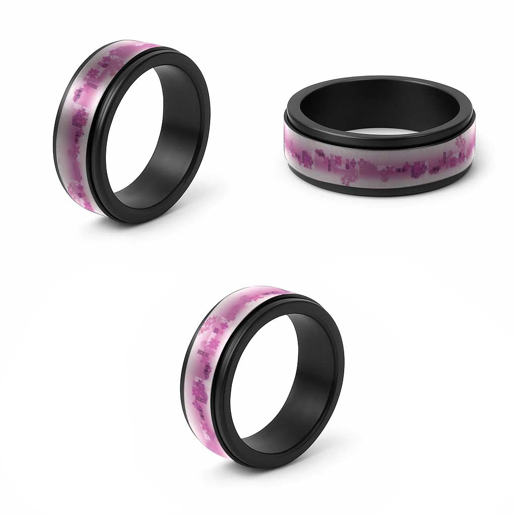 Hawaiian Quilt Spinner Ring Vintage Pattern Pink - Polynesian Pride
