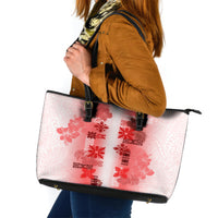 Hawaiian Quilt Leather Tote Bag Vintage Pattern Red LT05 Red - Polynesian Pride