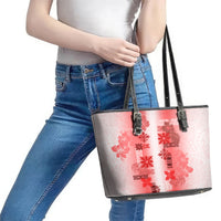 Hawaiian Quilt Leather Tote Bag Vintage Pattern Red LT05 - Polynesian Pride