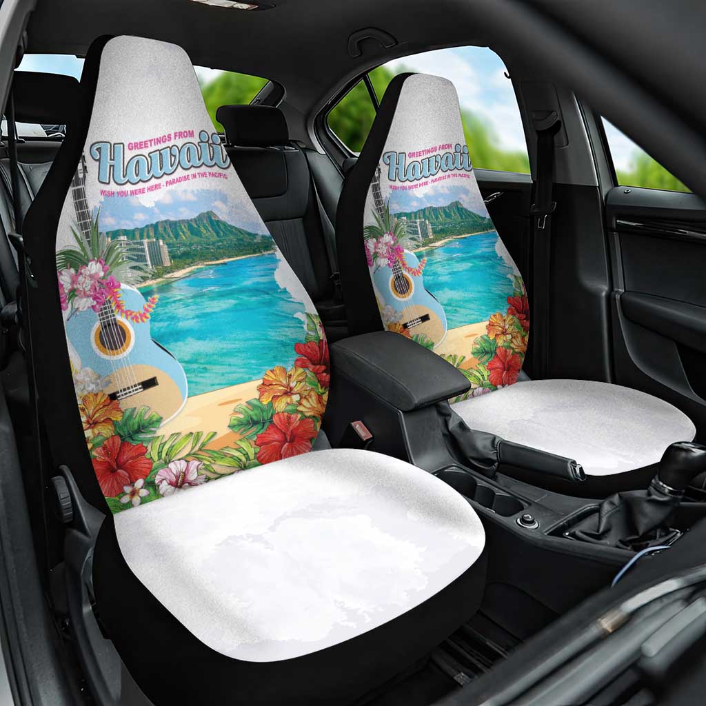 Aloha Hawaii Waikiki Beach Landscape Car Seat Cover LT05 One Size White - Polynesian Pride