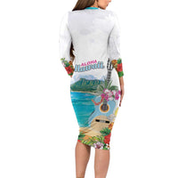 Aloha Hawaii Waikiki Beach Landscape Family Matching Long Sleeve Bodycon Dress and Hawaiian Shirt LT05 - Polynesian Pride